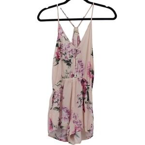 Yumi Kim Swoonlight Cameo Floral Romper Size Small Pink Green Sleeveless